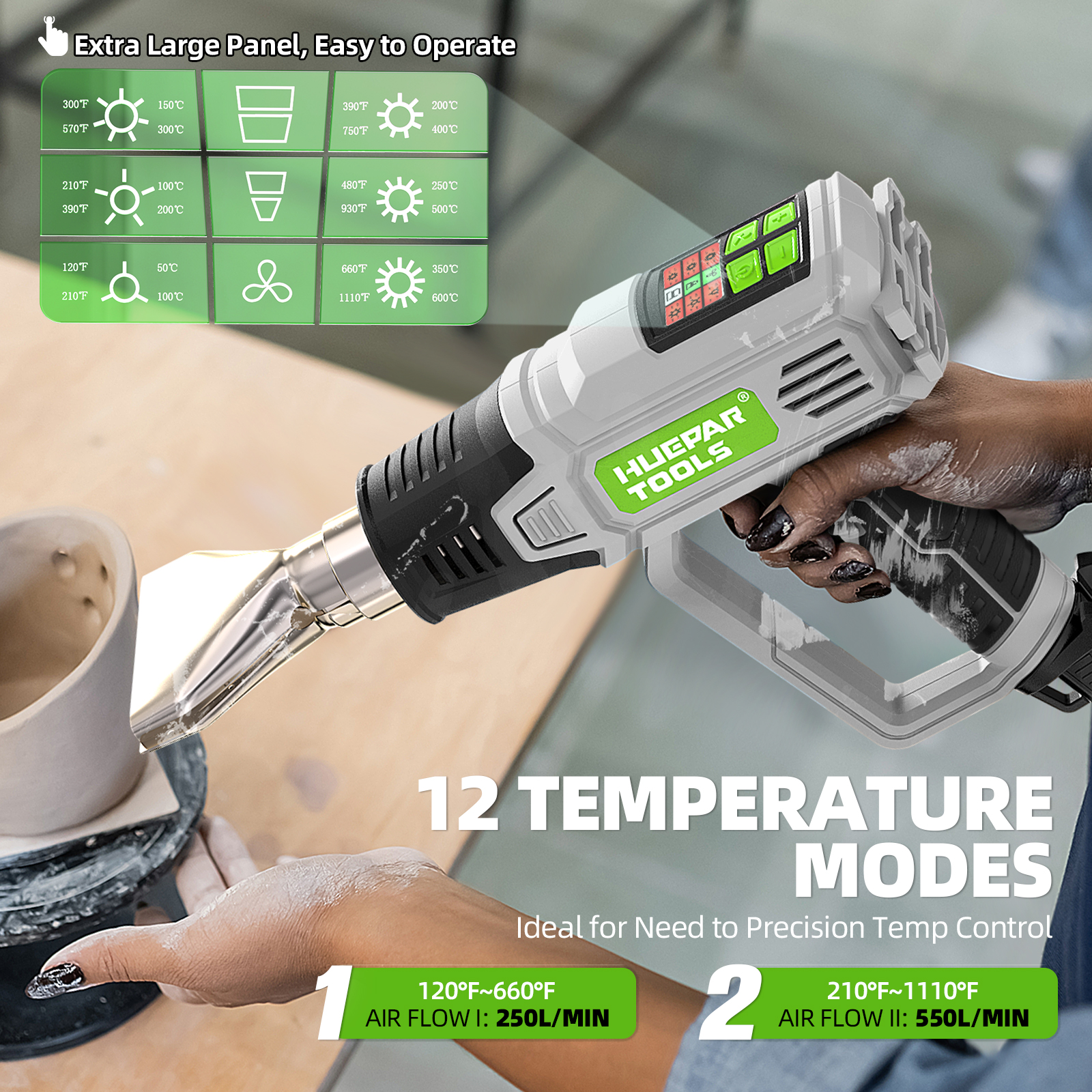 Hot Air Gun with LCD 12 Variab - Heat Gun Variable ulasan dan harga