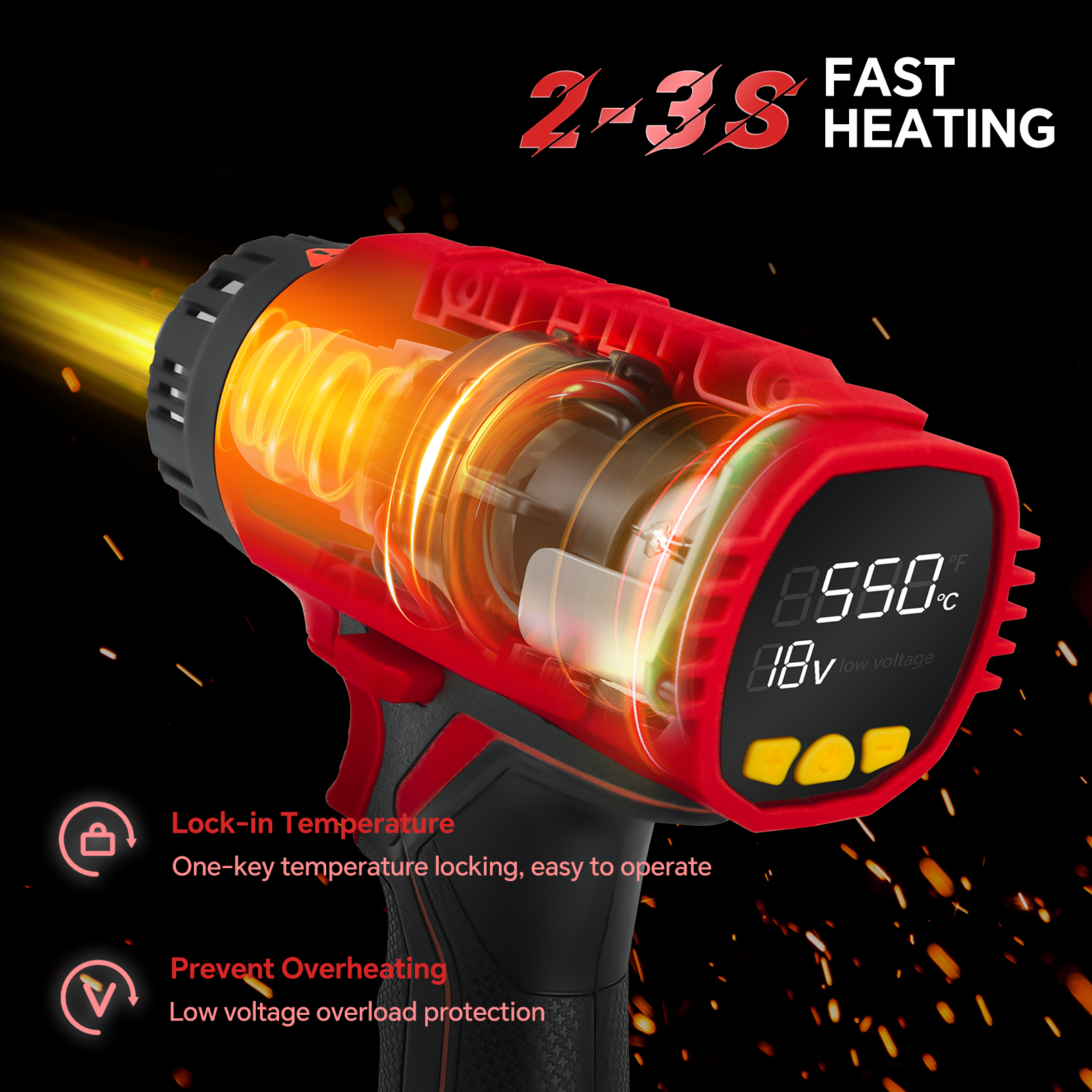 400W Cordless Heat Gun 50℃-550 - Heat Gun Variable ulasan dan harga