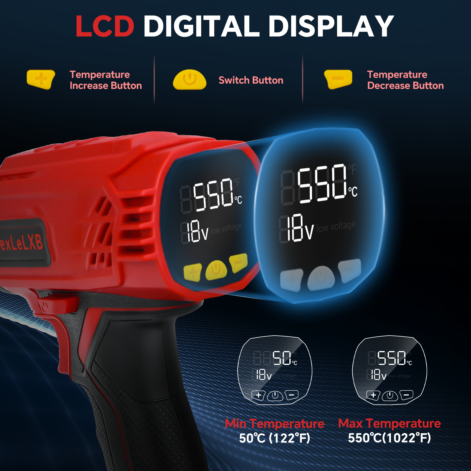 400W Cordless Heat Gun 50℃-550 - Heat Gun Variable ulasan dan harga